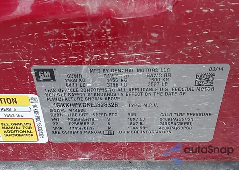 2014 GMC Acadia Sle-2 from USA, damaged, VIN 1GKKRPKD6EJ328326